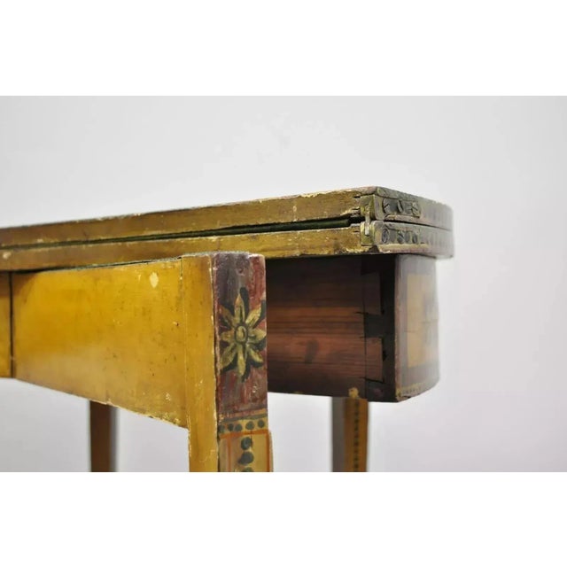 19th C. English Edwardian Polychrome Adams Painted Demilune Console Game Table For Sale - Image 12 of 12