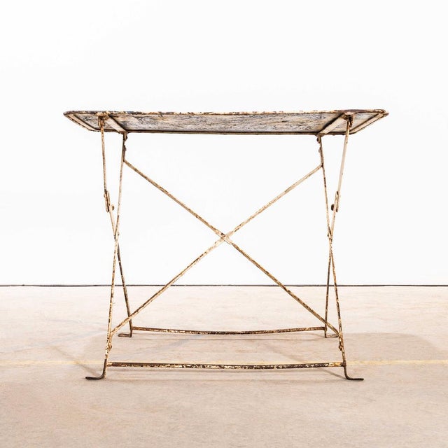 Vintage French White Rectangular Metal Folding Dining Table, 1950s For Sale - Image 3 of 10