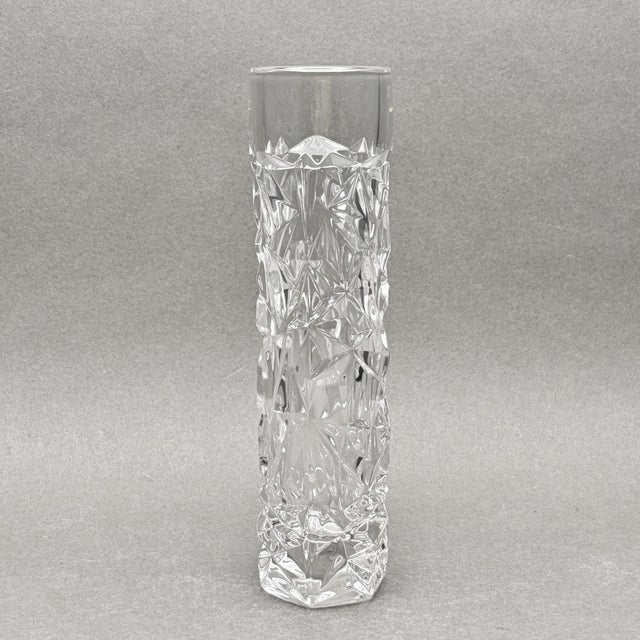 • Tiffany & Co. Rock Cut bud vase with deeply faceted geometric design. • Germany, late 20th century; Rock Cut pattern...
