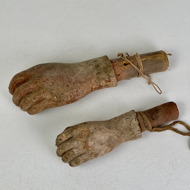 American Salvaged Pair 0f Coney Island Wax Museum Lifecast Wax Hands With Paper Support For Sale - Image 3 of 11