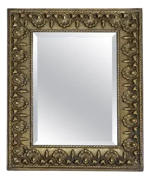 Antique Neoclassical Style Brass Shells Mirror