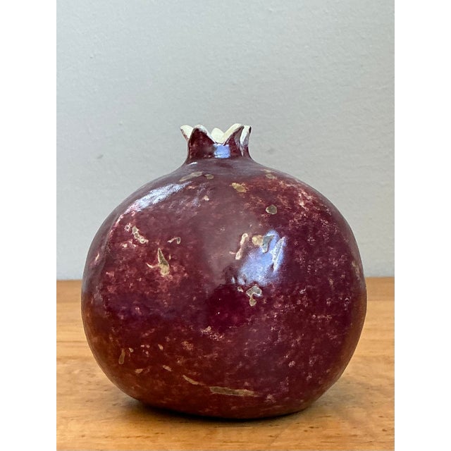 Vintage Glazed Ceramic Pomegranate and Lychee Nut - Set of 2 For Sale - Image 12 of 15