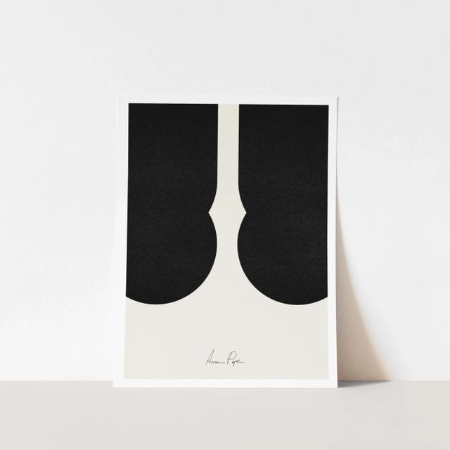 Abstract open edition giclee print. 20"x28" Elegant black geometrical forms on beige background. Printed on matte art...