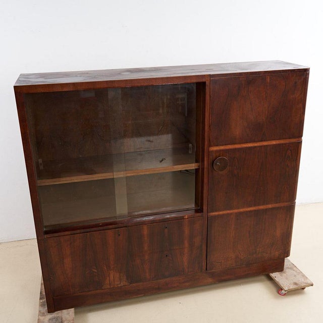 Brown Art Deco Wooden Bookcase, 1930s For Sale - Image 8 of 8