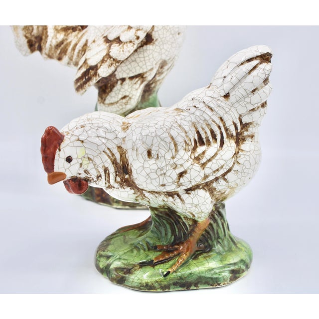 Ceramic Vintage Country French Farmhouse Ceramic Chickens - Rooster and Hen For Sale - Image 7 of 12