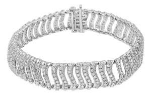 .925 Sterling Silver 5.00 Cttw Round-Cut Diamond "S" Link Bracelet (I-J Color, I3 Clarity) - Size 7.25