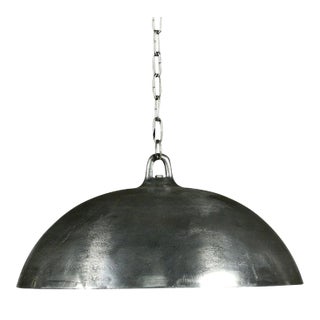 Industrial Nickel Dome Pendant Light For Sale