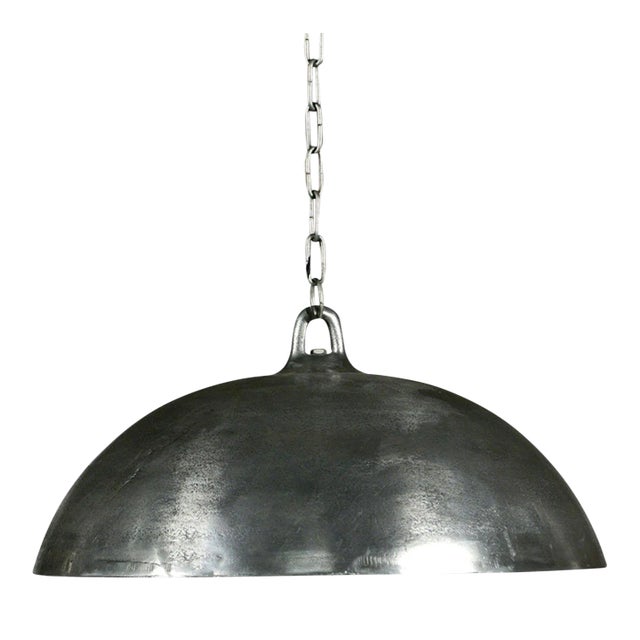 Industrial Nickel Dome Pendant Light For Sale