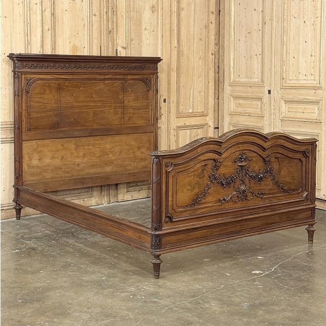 Late 19th Century 19th Century French Louis XVI Walnut Bed For Sale - Image 5 of 18