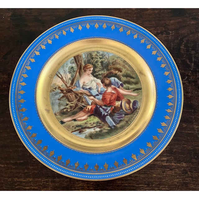 Antique 19th C. Royal Vienna Style 10.5" Cobalt & Gilt Signed Cabinet Plates - Set of 6 For Sale In Dallas - Image 6 of 18