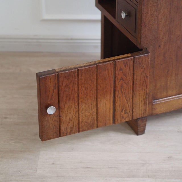 Brown French Art Deco Bedside Table with Red Marble Top For Sale - Image 8 of 15