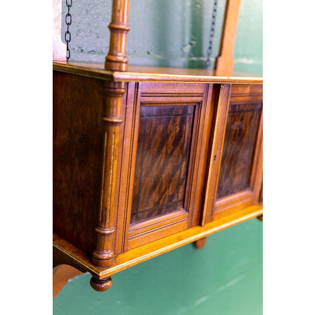 Late 19th Century Late 19th Century English Victorian Hanging Mahogany Cabinet With Gilt Details For Sale - Image 5 of 16