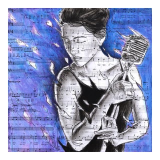 Sent My Spirit Adrift - Original Surrealist Figurative Acrylic Charcoal and Ink Art on Wood Panel For Sale