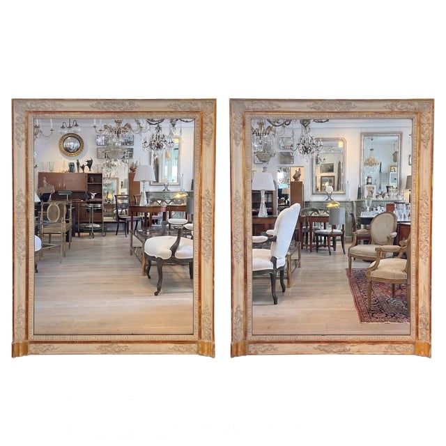 Glass Large Giltwood Wall Mirrors with Decorative Frames, 19th Century, Set of 2 For Sale - Image 7 of 7