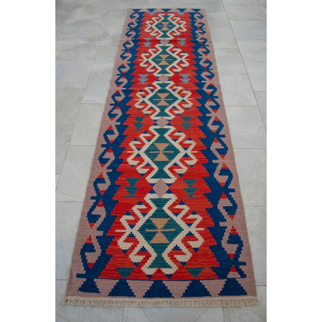 Vintage Turkish Hand Woven Kilim Rug. Flat Weave Hallway Decor For Sale - Image 13 of 15