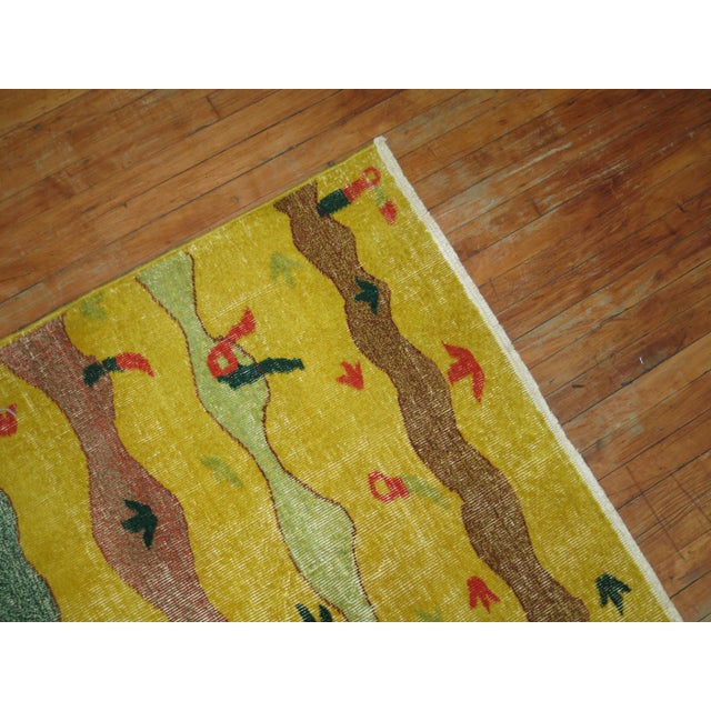 Yellow Zabihi Collection Yellow Turkish Deco Rug For Sale - Image 8 of 10