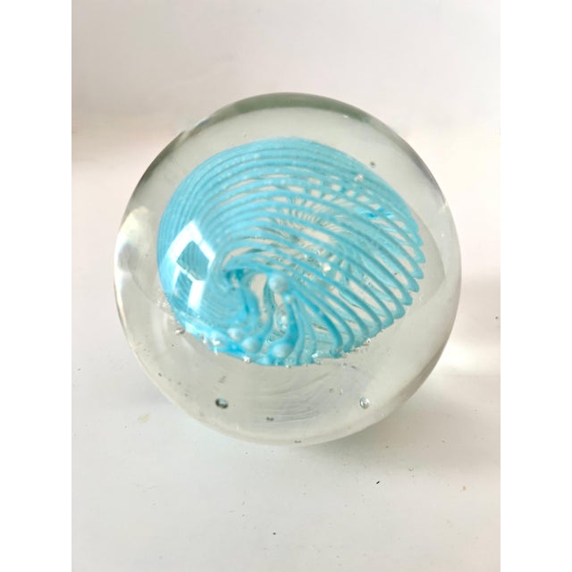 Mid 20th Century Blue Swirl Paper Weight For Sale - Image 5 of 7