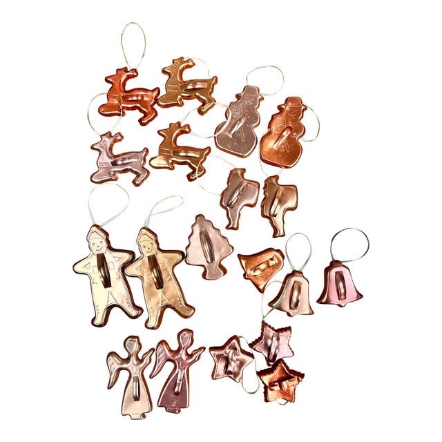 1990s Copper & Aluminum Christmas Holiday Cookie Cutters - Set of 19 For Sale