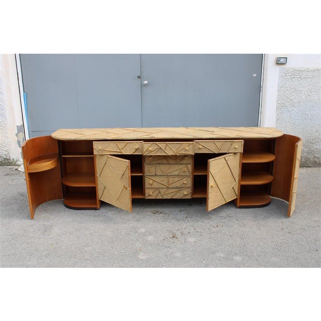 Large Vintage Low Bamboo Sideboard, Italy, 1970s For Sale - Image 6 of 18