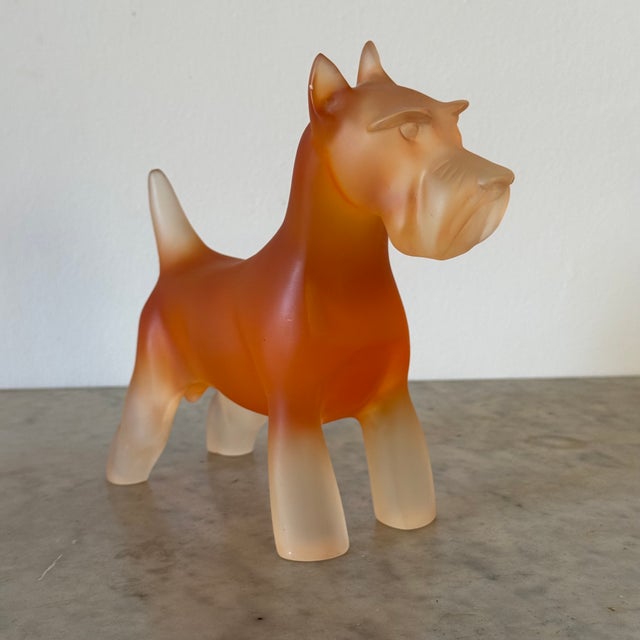 Vintage Satin Glass Schnauzer Dog in Orange measures approx: 9 x 3 x 7.5H Please visit my other listings for more curated...