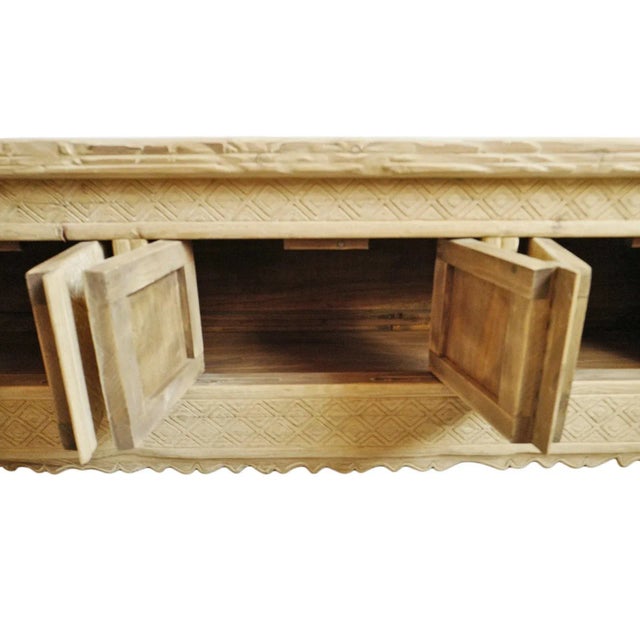 Vintage Long Carved Mongolian Cabinet Credenza For Sale - Image 9 of 11