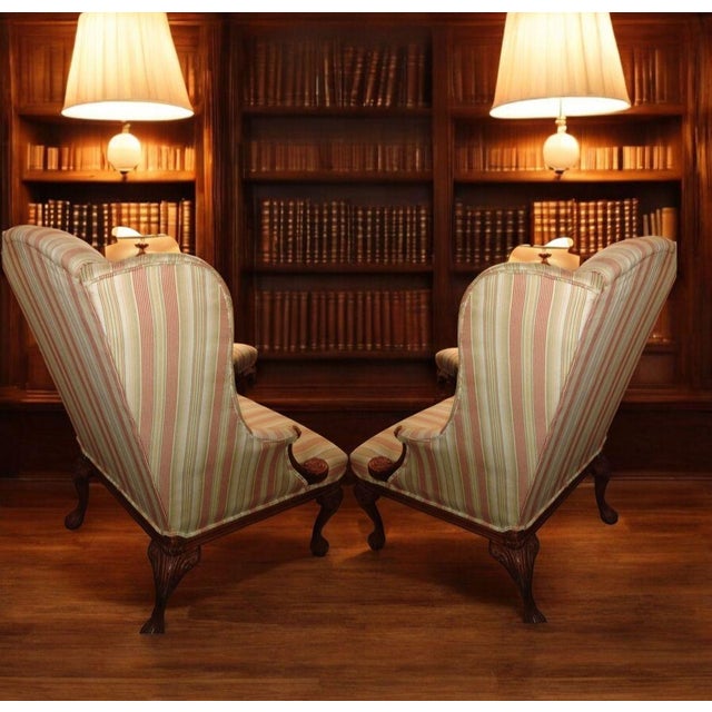 Pair of Vintage Louis XV-Style Bergère Wingback Chairs by Craftmaster. Transform your living space with this breathtaking...
