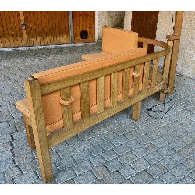 Corner Bench and Incorporated Floor Lamp attributed to Guillerme Et Chambron For Sale - Image 3 of 13