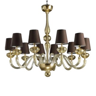Modern Gold Murano Glass Chandelier in Contemporary Style For Sale