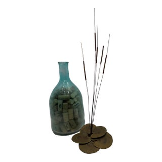 Curtis Jere (Curtis Freiler & Jerry Fels) Sculpture - Metal Lily Pad & Cattails With Authentic Signature on Base For Sale