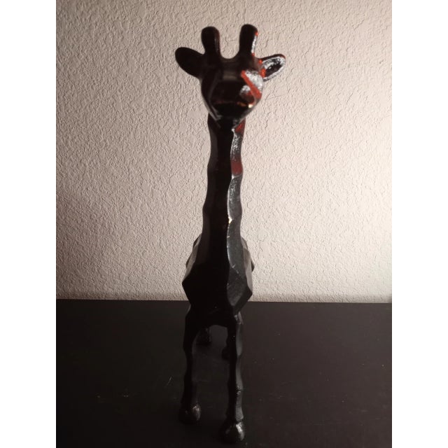 Black Pot Metal Geometric Giraffe Figurine For Sale In Dallas - Image 6 of 7