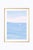 Minimalist sailboat seascape wall art featuring a solitary white sailboat drifting across calm blue water beneath a soft,...