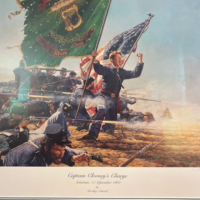 1970s 1970 Original Print Signed Numbered Framed by American Artist Bradley Schmeht Titled Captain Clooney’s Charge For Sale - Image 5 of 12