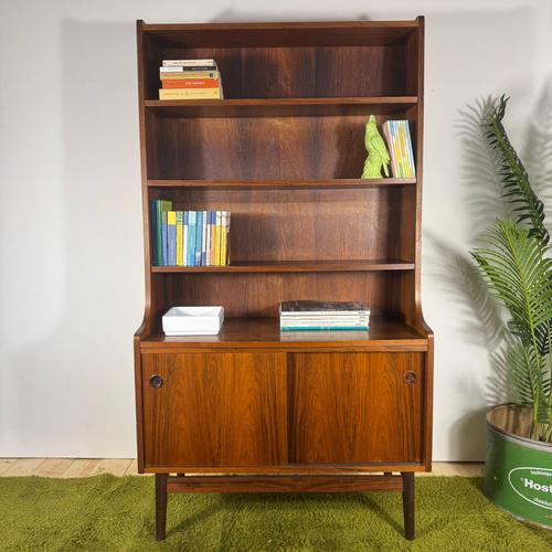 Wood Mid-Century Modern Scandinavian Rosewood Bookcase For Sale - Image 7 of 9