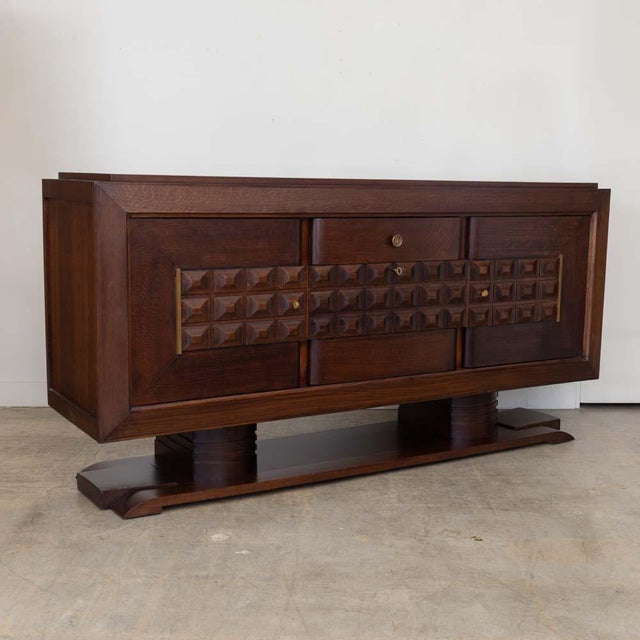 1940s French Carved Wood Sideboard by Charles Dudouyt, Attributed For Sale In Los Angeles - Image 6 of 18