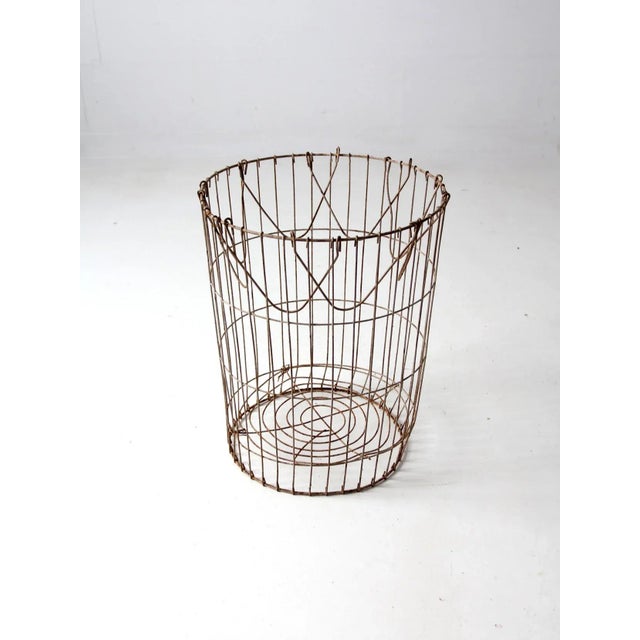 Brown Vintage Industrial Metal Basket For Sale - Image 8 of 12