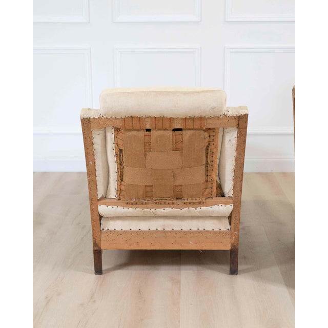 Pair of 20th Century Art Deco Club Chairs with Matching Stool, To Upholster For Sale - Image 9 of 10