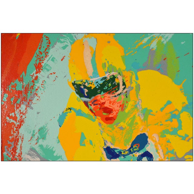Figurative Mid 20th Century Winter Olympic Skiing Modern Yellow Serigraph LeRoy Neiman For Sale - Image 3 of 6