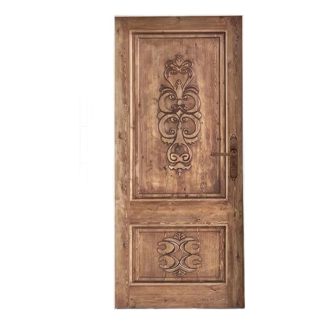 Hand-Carved Solid Wood Interior Door – Old World Tuscan Style For Sale