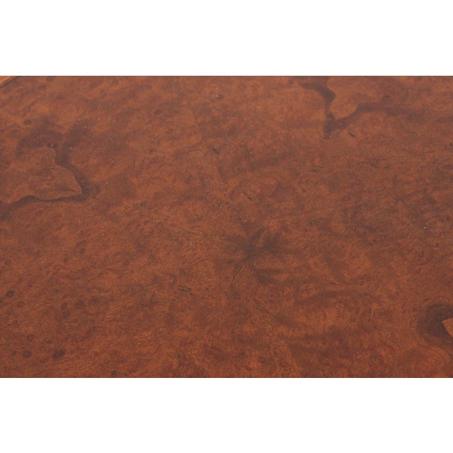 Gorgeous Burl Wood Inlaid Round Accent Table For Sale - Image 10 of 16