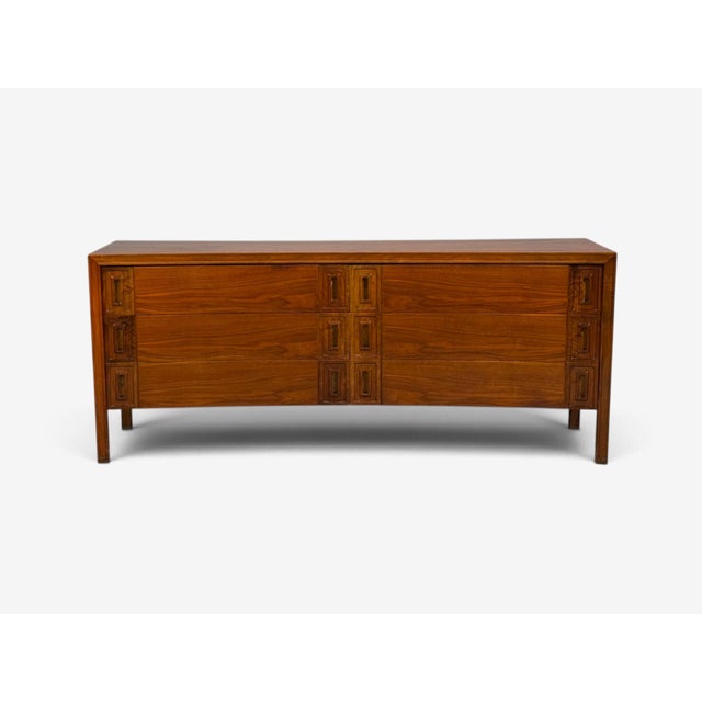 Mid-Century Modern Edmond Spence, Concave Dresser, Stained Wood, Brass, Sweden, 1950s For Sale - Image 3 of 17