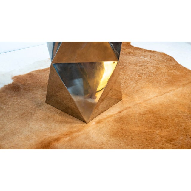 Late 20th Century Modernist Geometric 'Origami' Metal Sculptural Pedestal For Sale - Image 14 of 16