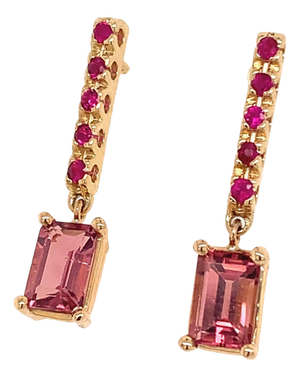 Rubellite Tourmaline Ruby Earrings 14k Gold 1.25 TCW Certified