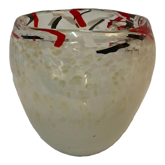 Mid 20th Century Large Henry Dean Art Glass Vase | Chairish