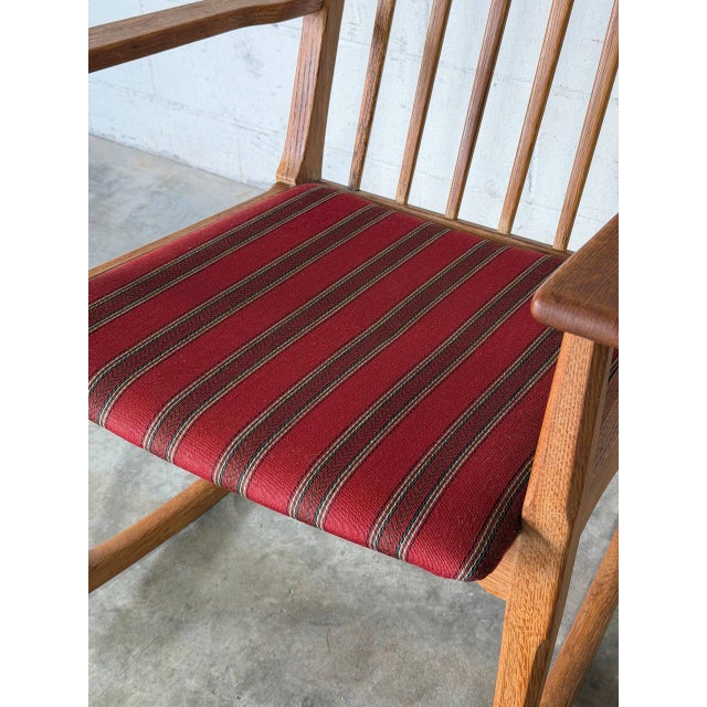 In Style of Eg Møbler Razorblade Oak Rocking Chair Danish Mid-Century Modern 1960s For Sale In Los Angeles - Image 6 of 10