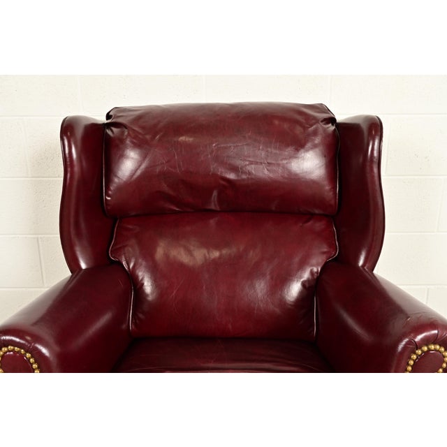 Hancock & Moore Chippendale Wingback Leather Lounge Chair For Sale In South Bend - Image 6 of 15