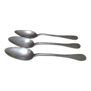 Large Rare Set 3 Antique 18th Century German Solid Heavy Cast Pewter Spoon 1700s