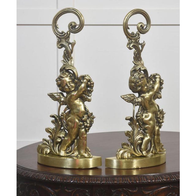 Brass Putti Door Stops, 1890s, Set of 2 For Sale - Image 6 of 7