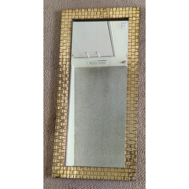Chapman Manufacturing Company 1970s Chapman Brass Woven Front Mirror For Sale - Image 4 of 7