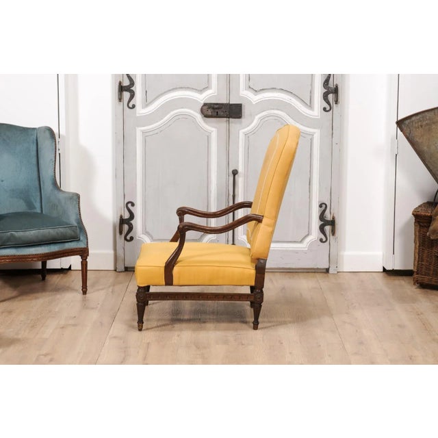 18th Century French Transition Period Walnut Armchair with Scrolling Arms For Sale - Image 12 of 12