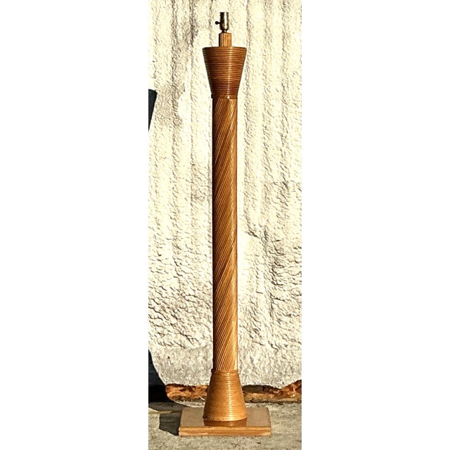 Late 20th Century Vintage Costal Pencil Reed Floor Lamp For Sale - Image 5 of 6